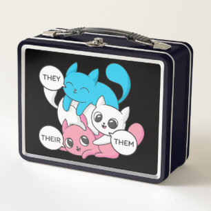 Trans Cats They Them Their Pronouns Transgender II Metal Lunch Box