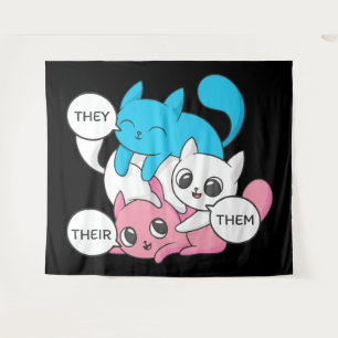 Trans Cats They Them Their Pronouns Transgender II Tapestry