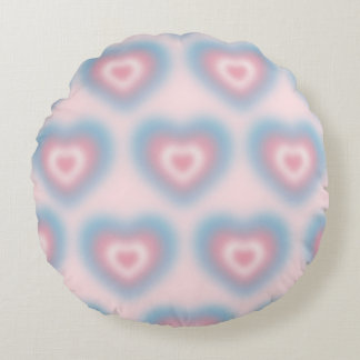 Trans flag colours on a blurred heart round pillow