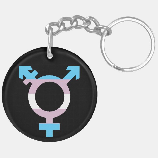Trans Flag Symbol Keychain (Back Left)