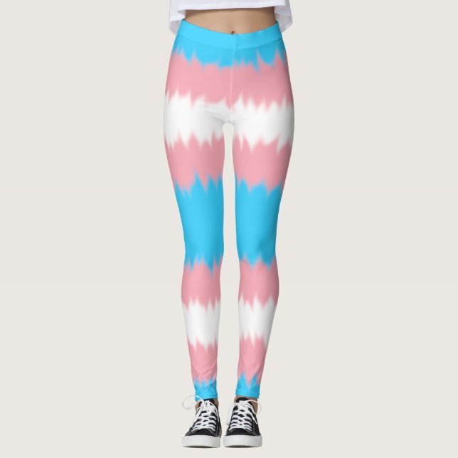 Trans Flag Wide Stripe Leggings (Front)
