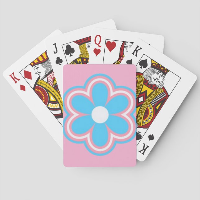 trans flower on pink background on playing cards (Back)