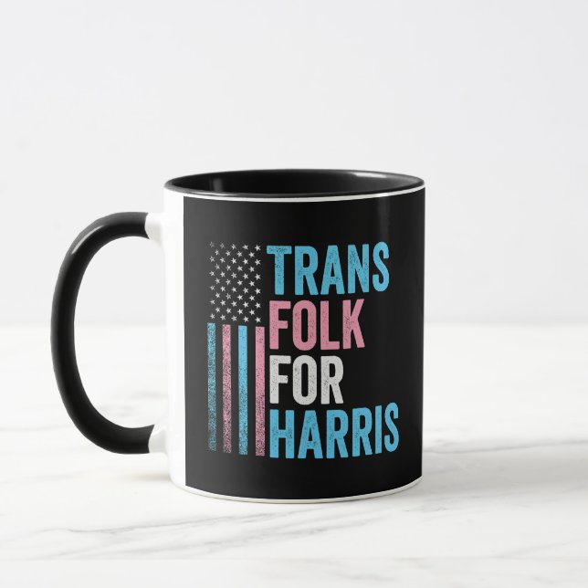 Trans Folk For Harris Election Transgender LGBT Mug (Left)