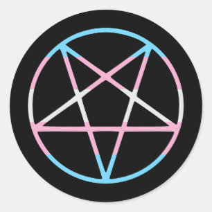 trans gay pride flag pentagram transgender classic round sticker