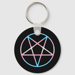 trans gay pride flag pentagram transgender keychain