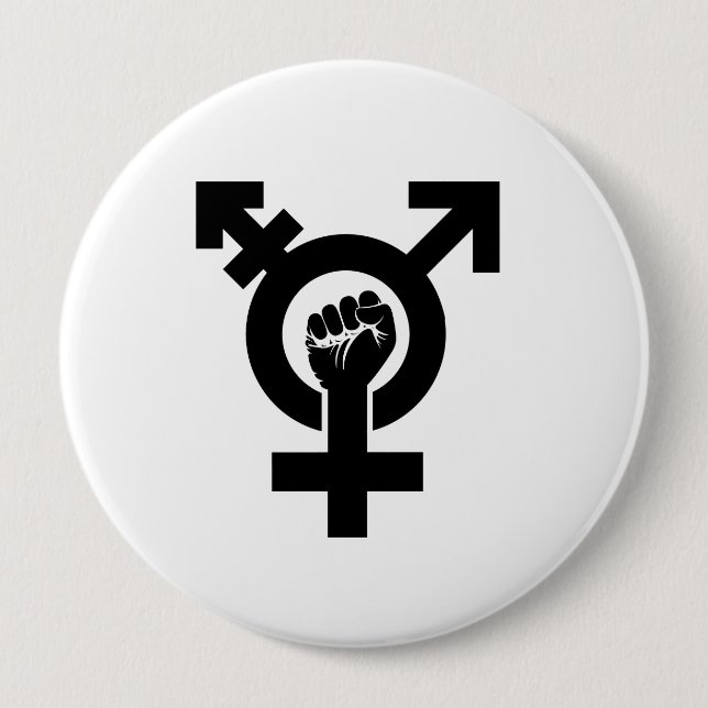 Trans Gender Resistance Symbol - - -  4 Inch Round Button (Front)