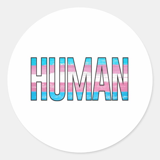 Trans Human Classic Round Sticker (Front)