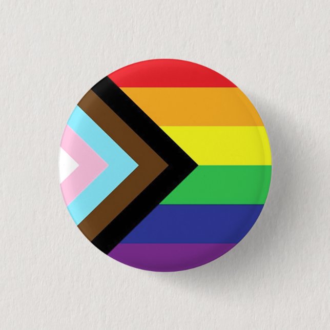 Trans Inclusive Gay Pride Flag Pin Button  (Front)