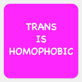 TRANS IS HOMOPHOBIC SQUARE STICKER
