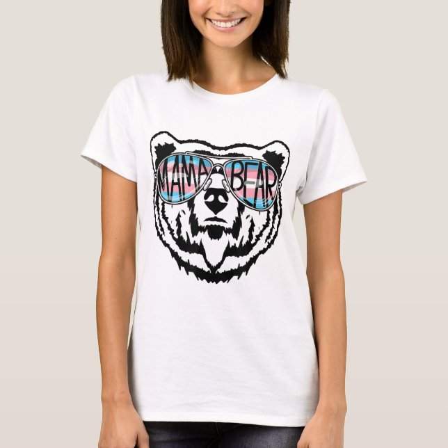 Trans Mama Bear Proud Mom Ally Transgender Rainbow T-Shirt (Front)