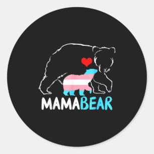 Trans mama bear proud mom rainbow transgender classic round sticker