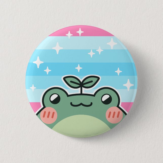 Trans Masculine LGBT Pride Flag Frog 2 Inch Round Button (Front)