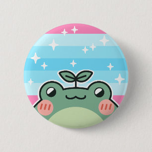 Trans Masculine LGBT Pride Flag Frog 2 Inch Round Button