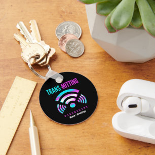 Trans-mitting Visibility Modern Glitch Transgender Keychain