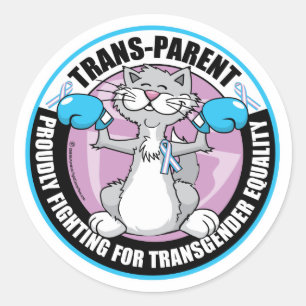 Trans-Parent Cat Fighter Classic Round Sticker