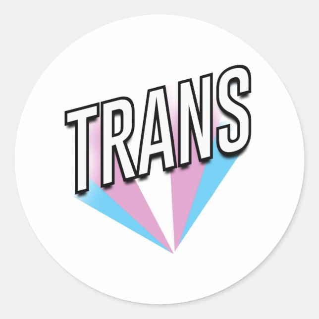 Trans Pride Burst Trans Classic Round Sticker (Front)