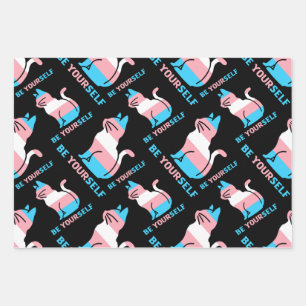 Trans Pride Cat - Be Yourself Wrapping Paper Sheet