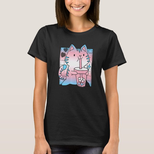 Trans Pride Cat  Cat Mom Lgbt Gay Lgbtq Pride Mont T-Shirt (Front)