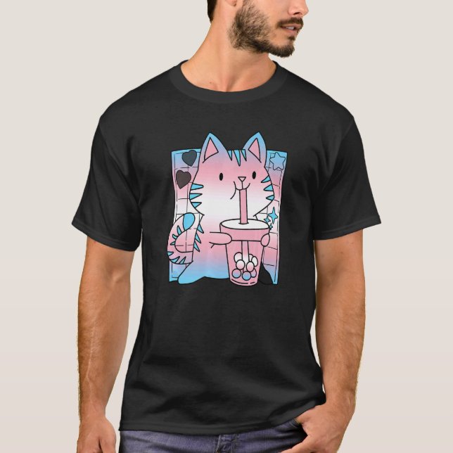Trans Pride Cat  Cat Mom Lgbt Gay Lgbtq Pride Mont T-Shirt (Front)