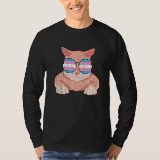 Trans Pride Cat Cool Sunglasses Transsexual Flag T T-Shirt