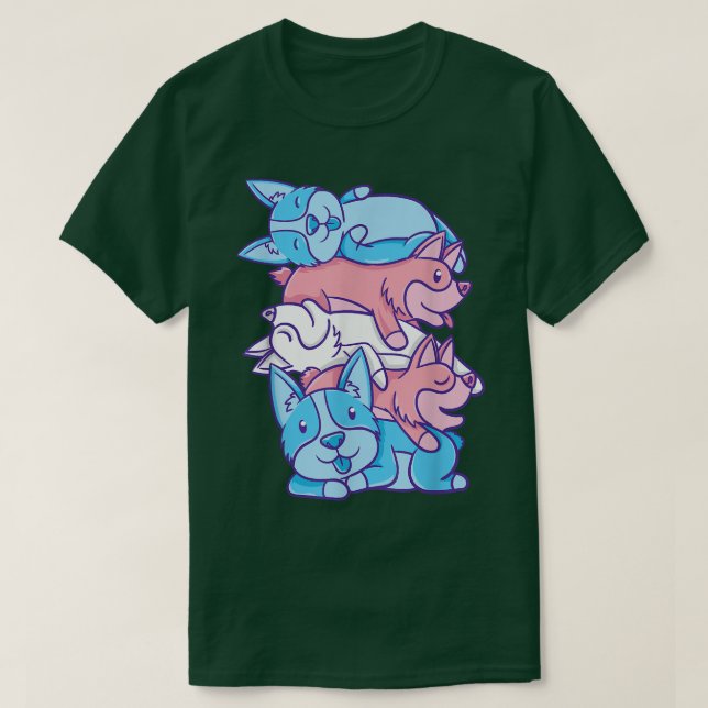 Trans Pride Corgi Pile Transgender  T-Shirt (Design Front)