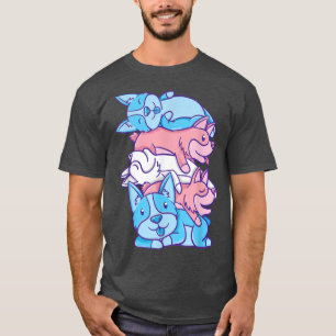 Trans Pride Corgi Pile Transgender T-Shirt