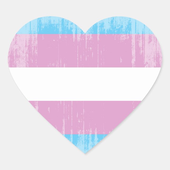 TRANS PRIDE DISTRESSED DESIGN HEART STICKER (Front)