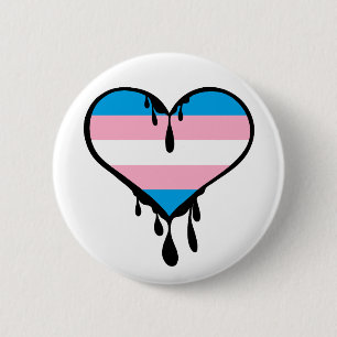 Trans Pride Dripping Heart 2 Inch Round Button