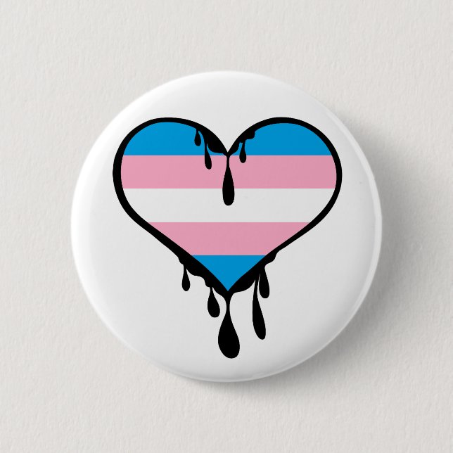 Trans Pride Dripping Heart 2 Inch Round Button (Front)