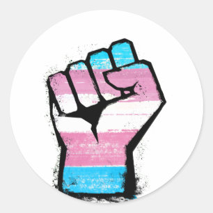 Trans Pride Fist Classic Round Sticker