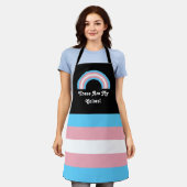 Trans pride flag and rainbow with a custom text apron (Worn)