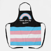 Trans pride flag and rainbow with a custom text apron (Front)