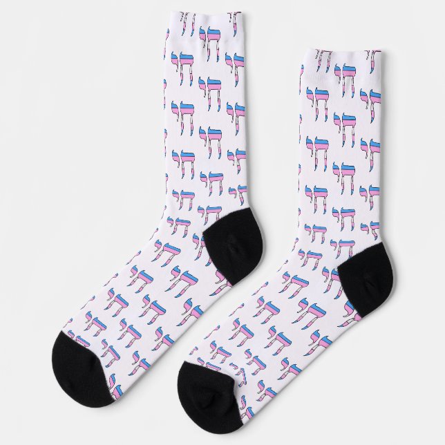 Trans Pride Flag Chai Socks (Left)