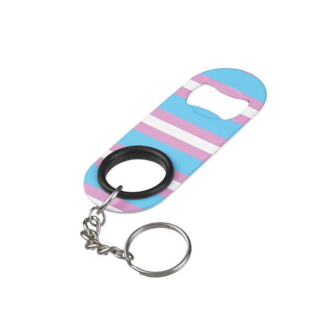 Trans Pride Flag Mini Bottle Opener (Back Angled)