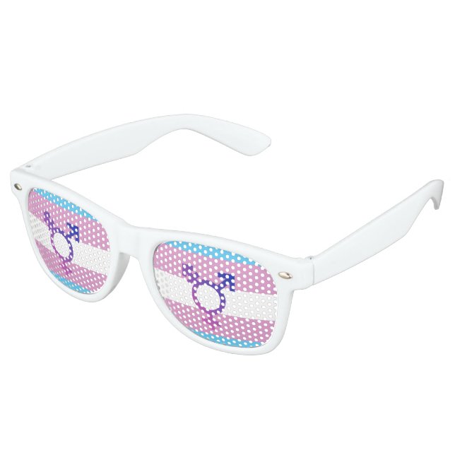 Trans Pride Flag Retro Sunglasses (Angled)