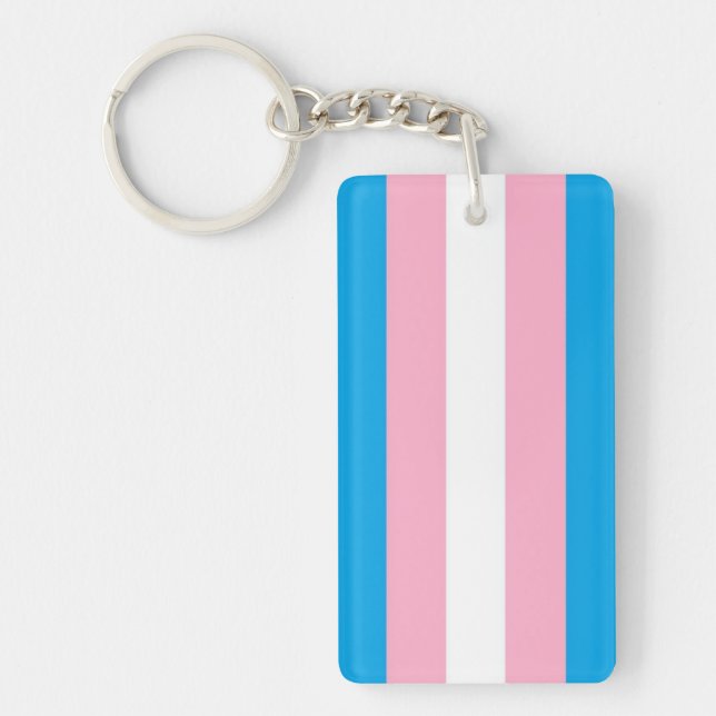 trans pride flag trans inclusive allies feminist keychain (Front)