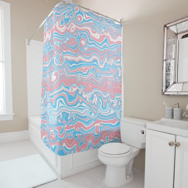 Trans Pride Flag Trippy Boho Groovy Wavy Stripes (In Situ)