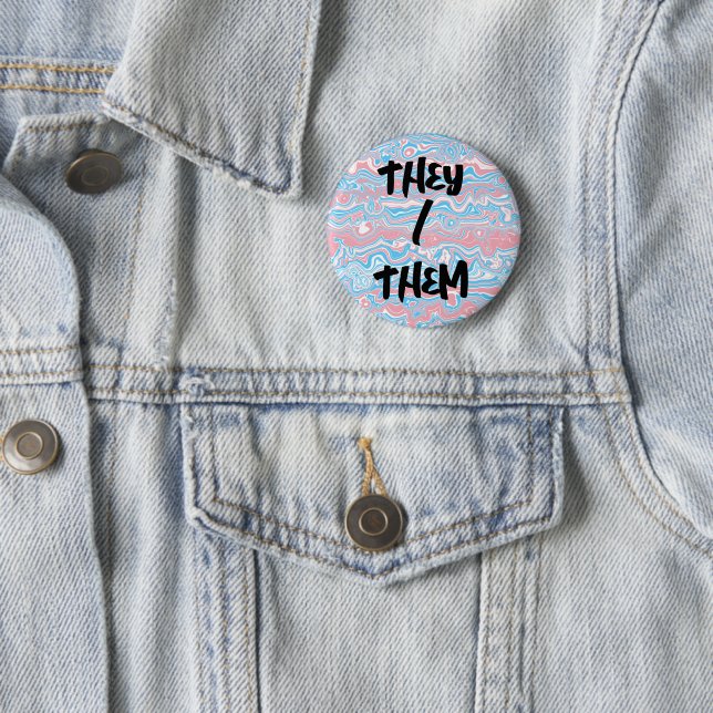 Trans Pride Flag Trippy Boho Groovy Wavy Stripes 2 Inch Round Button (In Situ)