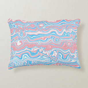 Trans Pride Flag Trippy Boho Groovy Wavy Stripes Accent Pillow