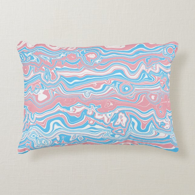 Trans Pride Flag Trippy Boho Groovy Wavy Stripes Accent Pillow (Front)