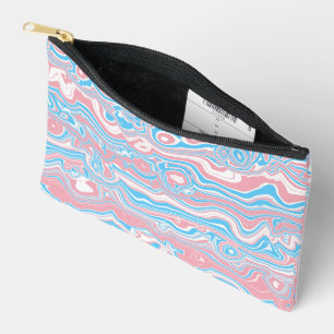Trans Pride Flag Trippy Boho Groovy Wavy Stripes Accessory Pouch