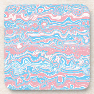 Trans Pride Flag Trippy Boho Groovy Wavy Stripes Coaster