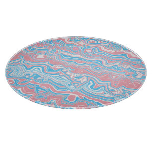 Trans Pride Flag Trippy Boho Groovy Wavy Stripes Cutting Board