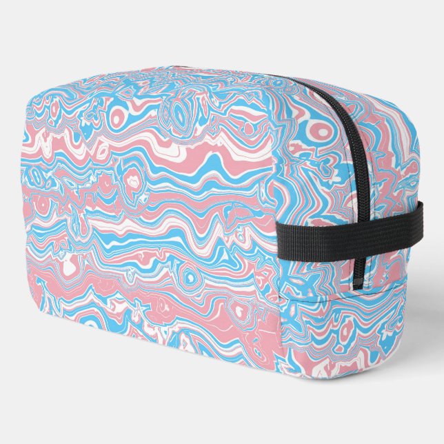 Trans Pride Flag Trippy Boho Groovy Wavy Stripes Dopp Kit (Left Corner)