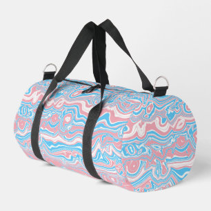 Trans Pride Flag Trippy Boho Groovy Wavy Stripes Duffle Bag