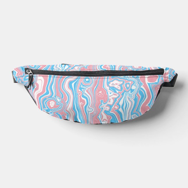 Trans Pride Flag Trippy Boho Groovy Wavy Stripes Fanny Pack (Lay Down)