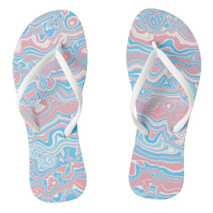 Trans Pride Flag Trippy Boho Groovy Wavy Stripes Flip Flops