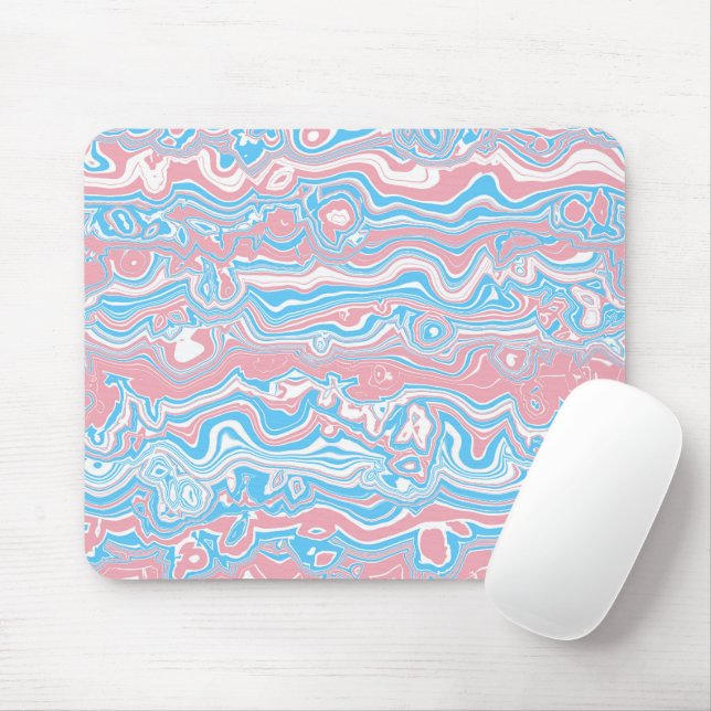 Trans Pride Flag Trippy Boho Groovy Wavy Stripes Mouse Pad (With Mouse)