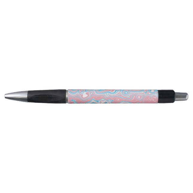 Trans Pride Flag Trippy Boho Groovy Wavy Stripes Pen (Front)