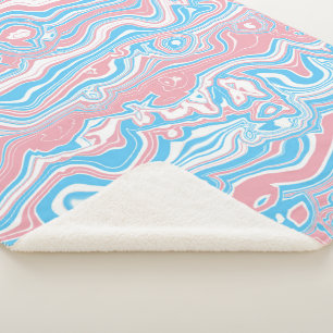 Trans Pride Flag Trippy Boho Groovy Wavy Stripes Sherpa Blanket